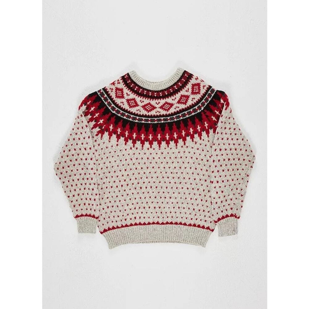 Vintage Mens Size M Woolrich Sweater Hand Knit Wool Chunky Aztec Western Sweater